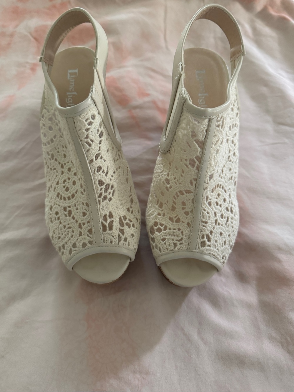 Limelight Cream Crochet Peep-Toe Slingback Heels